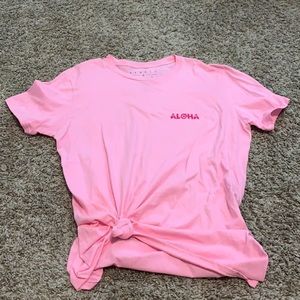 Pink ALOHA tied t shirt NWOT